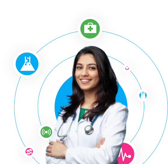 Doctor with medical icons